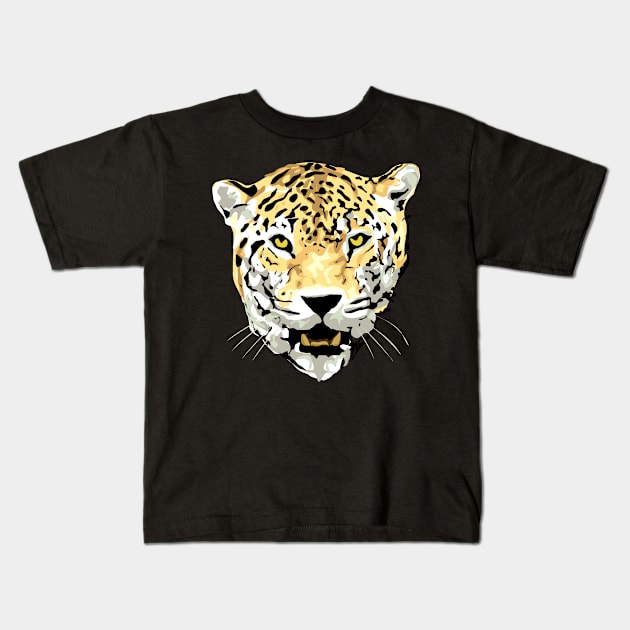 leopard portrait art Kids T-Shirt by pixspatter